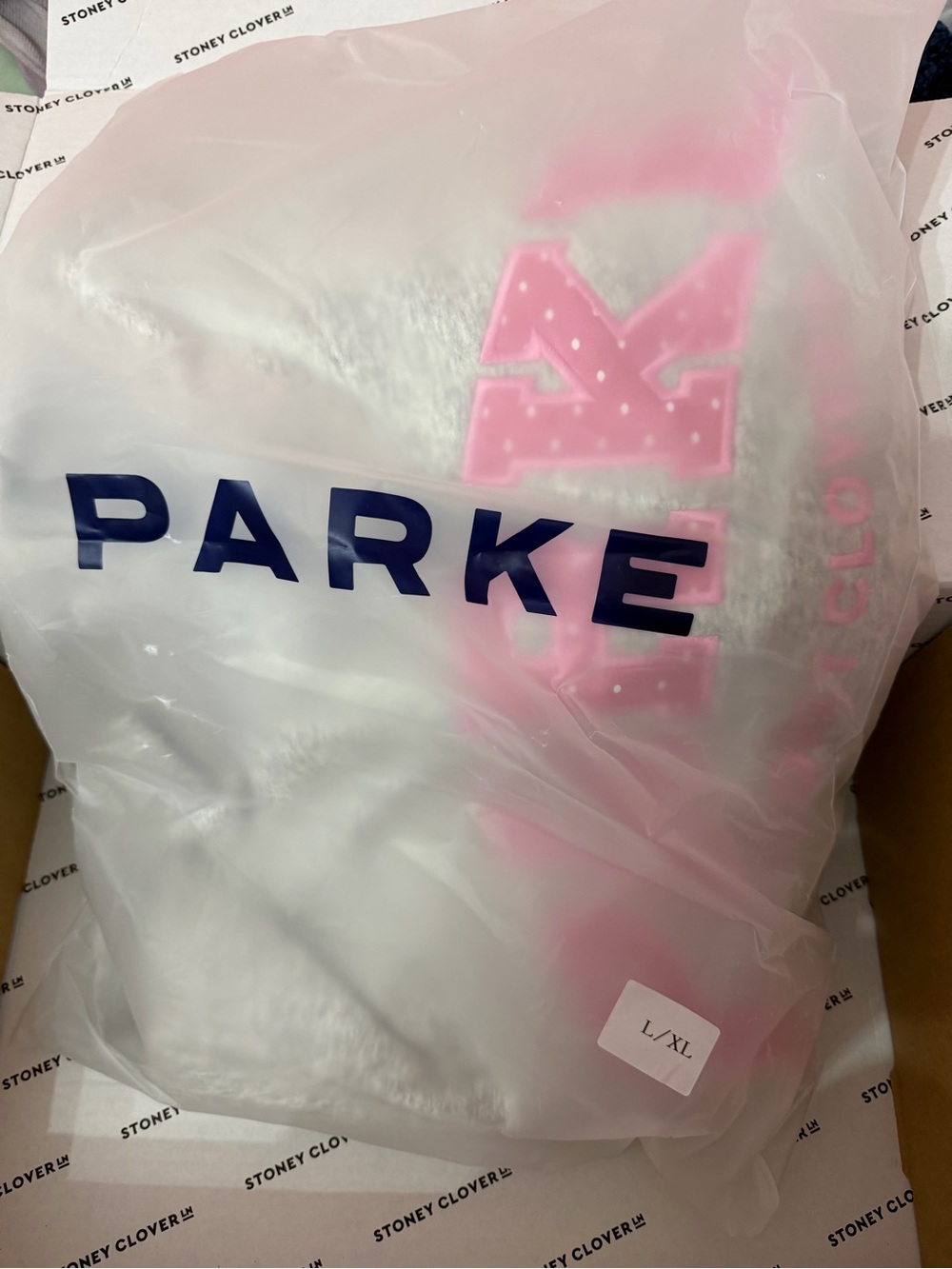 LIMITED EDITION! ParkexStoney Clover Gray Pink Polka Dot Mock Neck Pullover L/XL - Picture 6 of 6